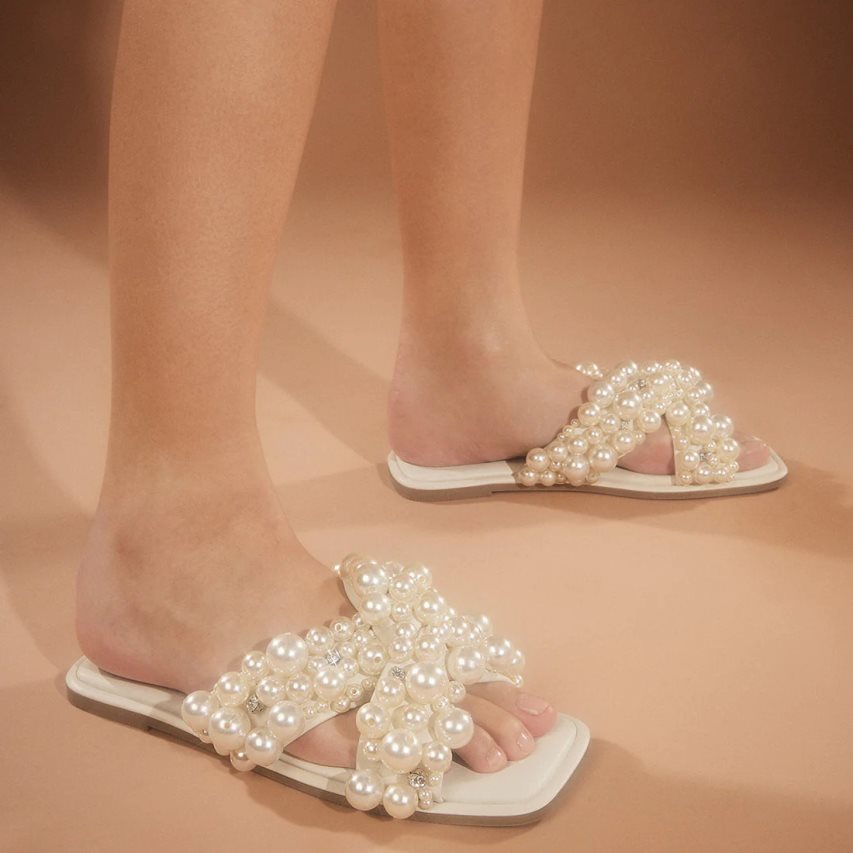 Sandalias de Diapositivas Steve Madden Duri Mujer Blancas | ES XAE823